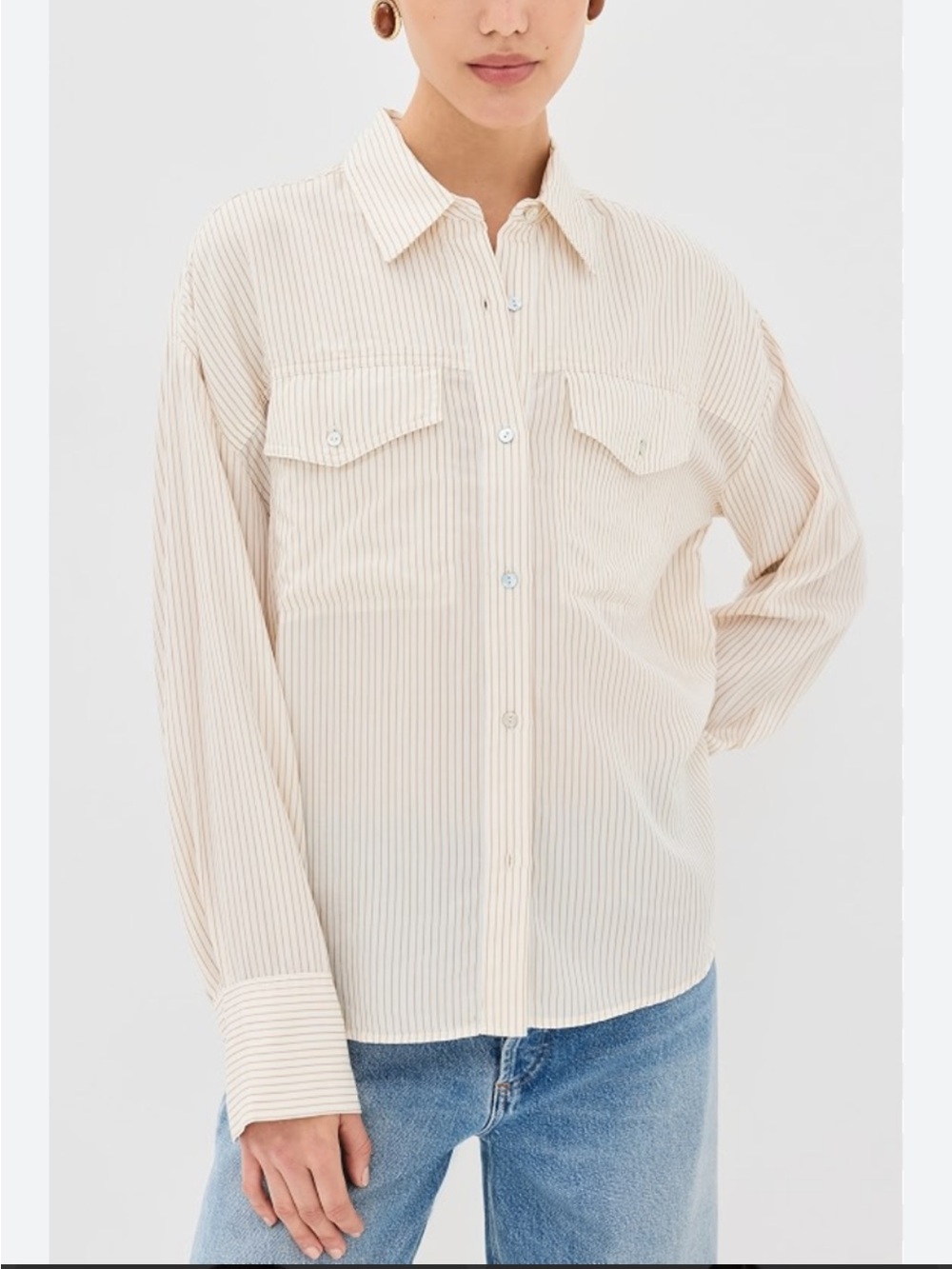 Pistola Classic Cream-Striped Button-Up Shirt M